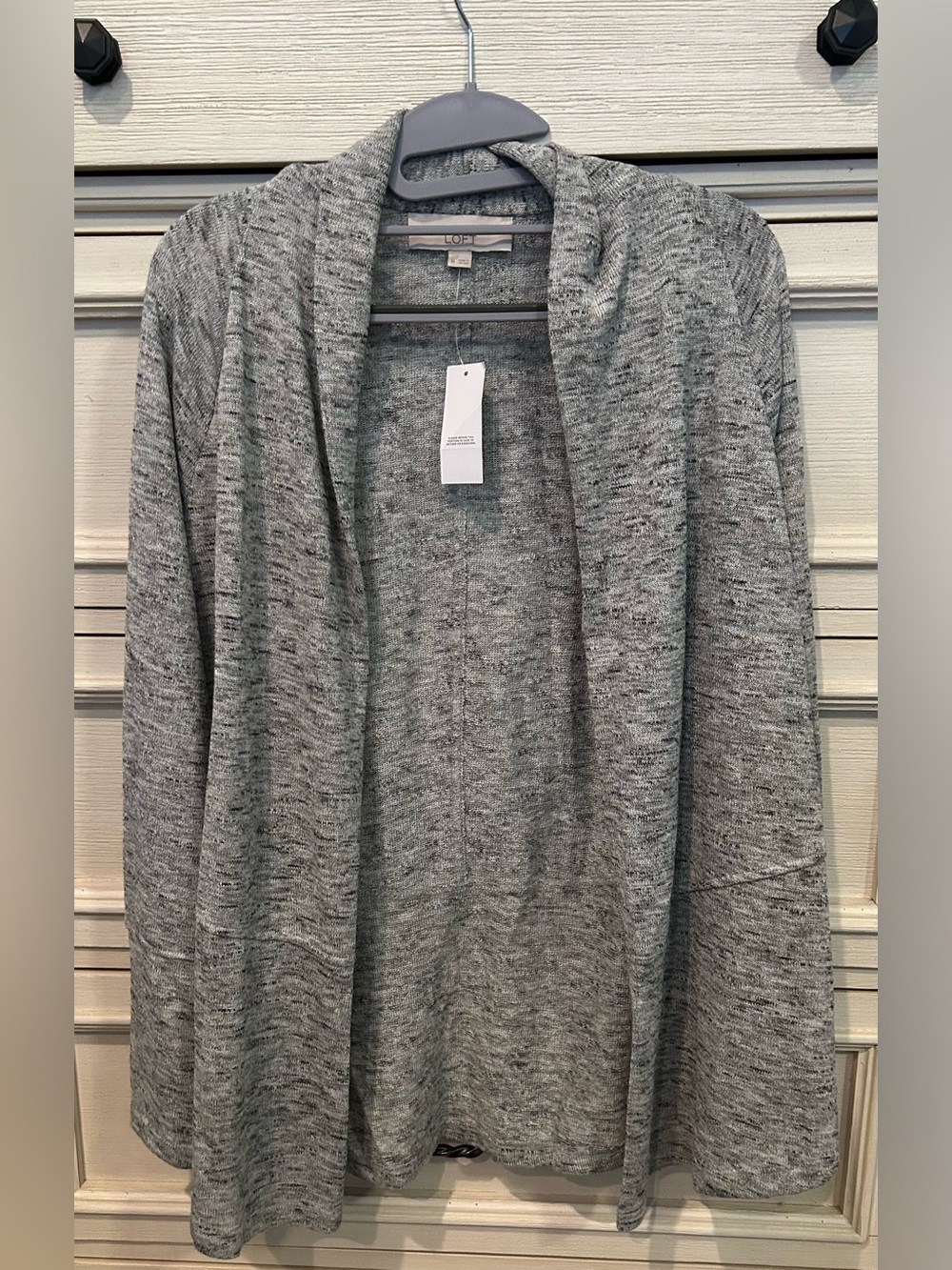 LOFT Heather Gray Open-Front Cardigan